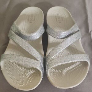 Crocs Women’s Silver Holo Glitter Sandals